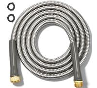 5ft/6ft/10ft Short Metal Garden Hose, Heavy Duty Stainless Steel Water Hose Extension, Flexible & Kink-Free Leader Hoses with 3/4" NPT Fittings & ABS Grips, 500 PSI, for RV, Yard, Outdoors(10FT)