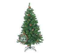 5ft Artificial Christmas Tree with Pine Cones - Realistic 400+ Tip Branches, Full Green Xmas Tree for Home Indoor Festive Décor