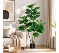 5FT Artificial Fiddle Leaf Fig Tree 150cm Realistic Faux Ficus Lyrata Plant | Large Artificial Plants Indoors Tall Fake Floor Plants in Pot Faux Silk Tree for Living Room Bedroom Office Home Decor