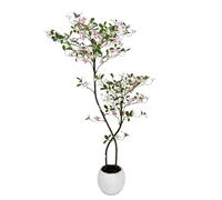 5FT Artificial Red Rose Mushroom Topiary Tree, Faux Potted Floral Plant