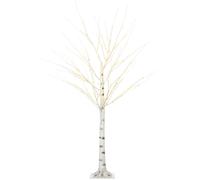 HOMCOM 5ft Artificial White Birch Tree Light with Warm White Pre-Lit LED Light for Indoor and Covered Outdoor Use