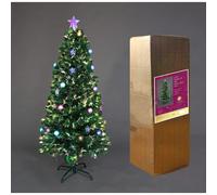 5Ft/150cm Baubles and Stars Fibre Optic Christmas Tree LED Pre-Lit Shatchi Green 5ft