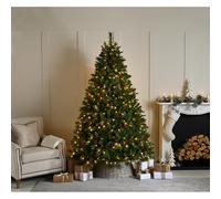 5ft Ben Nevis Pine Christmas Tree Artificial - Dark Green with LED Lights Warm White 633 Tips