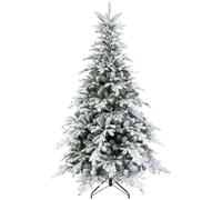 5ft Christmas Tree Artificial - White Frosted Green with LED Lights Warm White 931 Tips