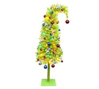 5FT Christmas Tree -Bendable Whimsical Artificial Tree w/16ft LED Lights & Metal Base & 50 Baubles Outdoor & Indoor Christmas Decoration (With colored balls)