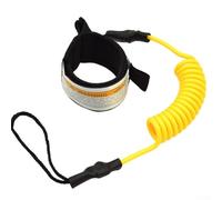 5ft Coiled Surfboard and Paddle Board Leash, Strong Safety Rope with Quick Pull Ring and Adjustable Hook&Loop (Yellow)