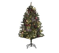 5ft Decorated Christmas Tree Artificial - Dark Green with LED Lights Warm White 486 Tips