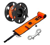 5FT Diving Surface Marker Buoy (SMB), Signal Tube Safety Sausage with 100FT Aluminum Big Finger Spool Reel and Double Ended Hook Clip for Underwater Scuba Diving Snorkeling (5FT Orange SMB+Black Reel)