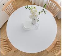 5ft Fitted Round Tablecloth Spandex Stretch Cocktail Table Cover Elastic Edge White Table Topper Cap for Dining Wedding Party Picnic 60 Inch