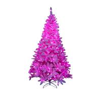 5Ft Flocked Prelit Pink Christmas Tree with Pink LED Lights Multifunction, Snow Dusted Artificial Pine Foldable Metal Stand 404 Tips Hinged Branches Snowy Bushy Luxury Holiday Home Decoration