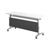 5ft Folding Conference Table Flip-Top Rolling Seminar Table on Wheels Portable Meeting & Training Table for Office Classroom & Reception - Log Color