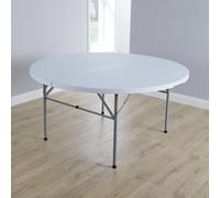 Folding 5ft Round Trestle Table Home Source White One Size