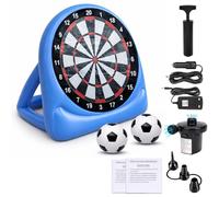 5FT Giant Inflatable Soccer Dart Board Game with 2x Sticky Balls, Electric Air Pump, Hand Pump, 2x Patches, Portable Football Target Dart Game for Kids & Adults (With Air Pump)