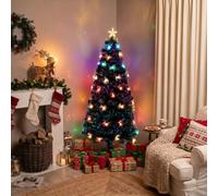 5Ft Green Fibre Optic Christmas Tree Sparkle Bauble With Multi Coloured Led Lights