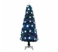 5ft Green Fibre Optic Christmas Tree with Multi Colour Fibre Optics, White LED Lights & Snowflakes