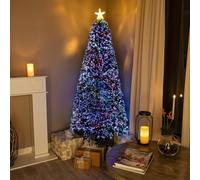 5ft Green Fibre Optic Tree with Red Berries and Multi Fibres