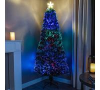 5Ft Green Pinprick Fibre Optic Xmas Tree With Multi Coloured Fibre Optic Lights