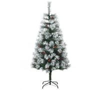HOMCOM 5ft Artificial Christmas Tree Metal Stand Home Decoration Snow in Green HOMCOM Green