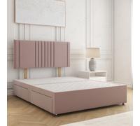 (5ft King, Pink) Monaco Divan Bed with Plush Velvet 24" Headboard and 2 Storage Drawer Included