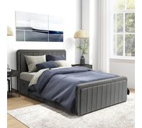 (5ft King Size, No Mattress) Dark Grey Brushed Velvet Ottoman Bedframe In 3ft, 4ft6 or 5ft