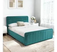 (5ft King Size, No Mattress) Green Brushed Velvet Ottoman Bedframe In 3ft, 4ft6 or 5ft