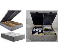 5ft King Size Steel Gas Lift Ottoman Storage Divan Bed Base in Linen/Velvet Material