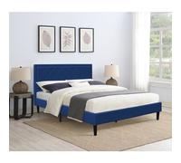 (5ft Kingsize, Blue ) Fabric Bedframe With Padded Headboard Various Sizes And Colours