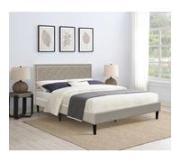 (5ft Kingsize, Stone) Fabric Bedframe With Padded Headboard Various Sizes And Colours