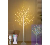 5FT Lighted Birch Tree, Birch Tree with 90 Lights, Warm White and RGB Colors (5FT 1Pack)…