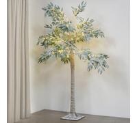 5FT Lighted Eucalyptus Tree, 240 Warm LEDs Artificial Tree with light for Wedding Holiday, Realistic Tree with Adjustable Branches, Mains Operated for Living Room, Hallway