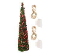 5FT Pop-up Christmas Tree, collapsible1 Artificial Christmas Tree With Shiny Sequins And LED Light For Home Holiday Fireplace Party Indoor Outdoor Porch Halloween