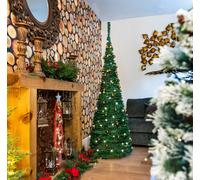 5Ft/150cm Prelit Pre Decorated Pop up Christmas Tree Xmas Home Indoor LED Warm White Lights Gold Baubles Decorations Battery Operated