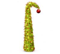 5FT Pop Up Christmas Tree with Colorful Round Sequins Slim Artificial Pencil Tree Collapsible Holiday Tree Winter Wonderland Corner Decorations