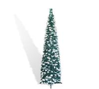 5ft Pop Up Tinsel Christmas Tree with Lights, Collapsible Artificial Pencil Xmas Tree with Shinny Sequins Reusable for Fireplace Home Office Indoor Holiday Party Decoration, White Green