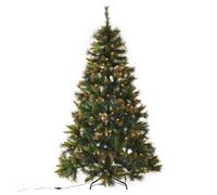 5FT Pre-Lit Christmas Tree Artificial Spruce Xmas Tree Warm White LED Holiday Décor with Metal Stand Green