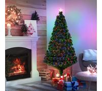 5FT Pre-Lit Fibre Optic Artificial Christmas Tree Holiday Xmas Décor with Tree Topper Multi-Colour