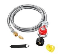 5FT Propane Regulator with Gauge, 37mbar Gas Regulator with POL/27mm Clip-On & G7 Nut, Gas Hose BBQ Regulator for Bottle, Outdoor Patio Heater, Fire, Camping Stove