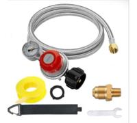 5ft Propane Regulator with Reinforced Housing and Pressure Visualization Gauge for Grilling, Roasting, and Outdoor Cooking