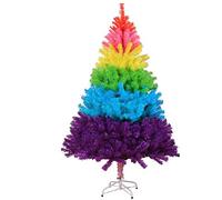 5FT Rainbow Artificial Christmas Trees,600 Branchs PVC Pine Tree Xmas Tree Plastic Stand Seasonal Decoration For Kids Xmas Gifts-Rainbow 150cm/5ft The New