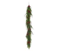 5Ft Realistic Pine Christmas Garland with Red Berries, Artificial Norfolk Pine Garland, Cedar Christmas Garland for Mantle, Garlands for Decoration Christmas Front Door Fireplace Stair Table