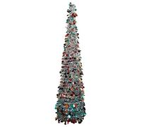 5ft Silver Pop Up Valentines Day Tree Christmas Tree,Color Artificial Pencil Tinsel Xmas Trees for Home Decorations Indoor Holiday Party,WOKEISE