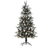 5ft Slim Pencil Artificial Christmas Tree Snow Dipped with Berries Pine Cones