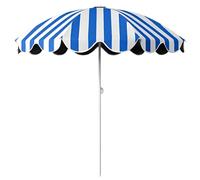 5Ft Striped Patio Umbrella Scalloped, Adjustable Height Portable Small Garden Beach Umbrella for Poolside,Beach, Ln, Backyard