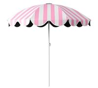 5Ft Striped Patio Umbrella Scalloped, Adjustable Height Portable Small Garden Beach Umbrella for Poolside,Beach, Ln, Backyard