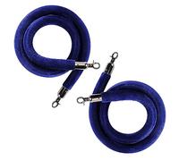 5ft Velvet Stanchion Rope - 2 Pcs Blue Crowd Control Ropes with Silver Hooks for Queue Poles Event Safety Barriers VIP Carpet Event Queue Management