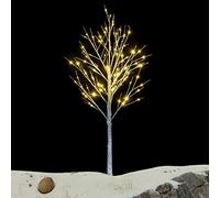 5FT White Christmas Tree with Lights Mini Birch Twig Tree Ornament with 72 Warm White LEDs Battery Operated Tabletop Decoration for Christmas Home Party Wedding
