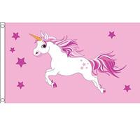 5ft x 3ft (150 x 90 cm) Unicorn Mythical White Horse Pink Background 100% Polyester Material Flag Banner Ideal For Pub Club Festival Business Party Decoration