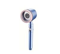 5Function Handheld Shower Head with Stop Button Spa Filter Hose & HolderBrushed Finish Adjustable Spray Nozzle Glacier Blue Perfect for Relaxing Showers