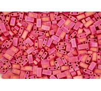 5g Miyuki Half Tila Japanese Glass Beads 5x2.3mm 9408FR Matte Opaque Red AB Square Two Hole Unique Beading Supplies Jewellery Making Japan