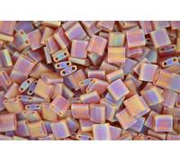 5g Miyuki Tila Japanese Glass Beads 5x5mm 9134FR Matte Transparent Light Brown AB Square Two Hole Unique Beading Supplies Jewellery Making Japan